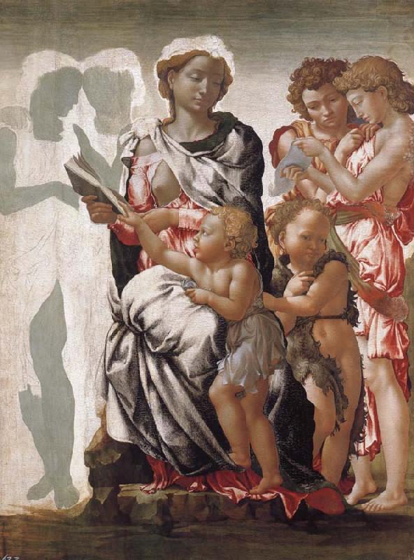 THe Madonna and Child with Saint John and Angels, Michelangelo Buonarroti